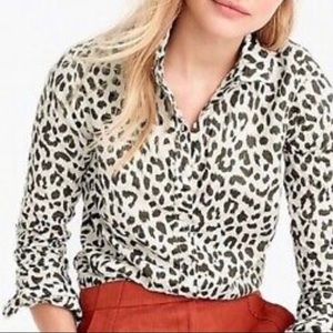 J CREW PERFECT SHIRT LINEN LEOPARD PRINT - 8